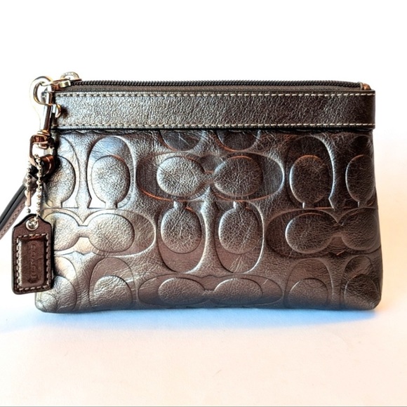 Metallic Monogram Gray/Pewter Coach Wristlet - Picture 2 of 7
